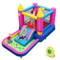 HOGEBABY Inflatable Bounce House with Ball Pit Princess Bouncy House for Kids Indoor Outdoor w/Jumping Area