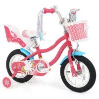 HOGEBABY Kids Bike Detachable Training Wheels or Kickstand Adjustable Seat & Handlebar
