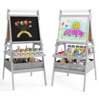 HOGEBABY 3 in 1 Double-Sided Standing Easel with Magnetic Whiteboard