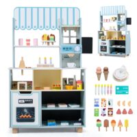 HOGEBABY 2-in-1 Wooden Grocery Store Pretend Play w/ 2 Backboards