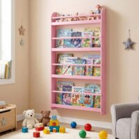 HOGEBABY Kids Bookshelf | 4-Tier Wall Mounted Book Shelf for Toys & Books