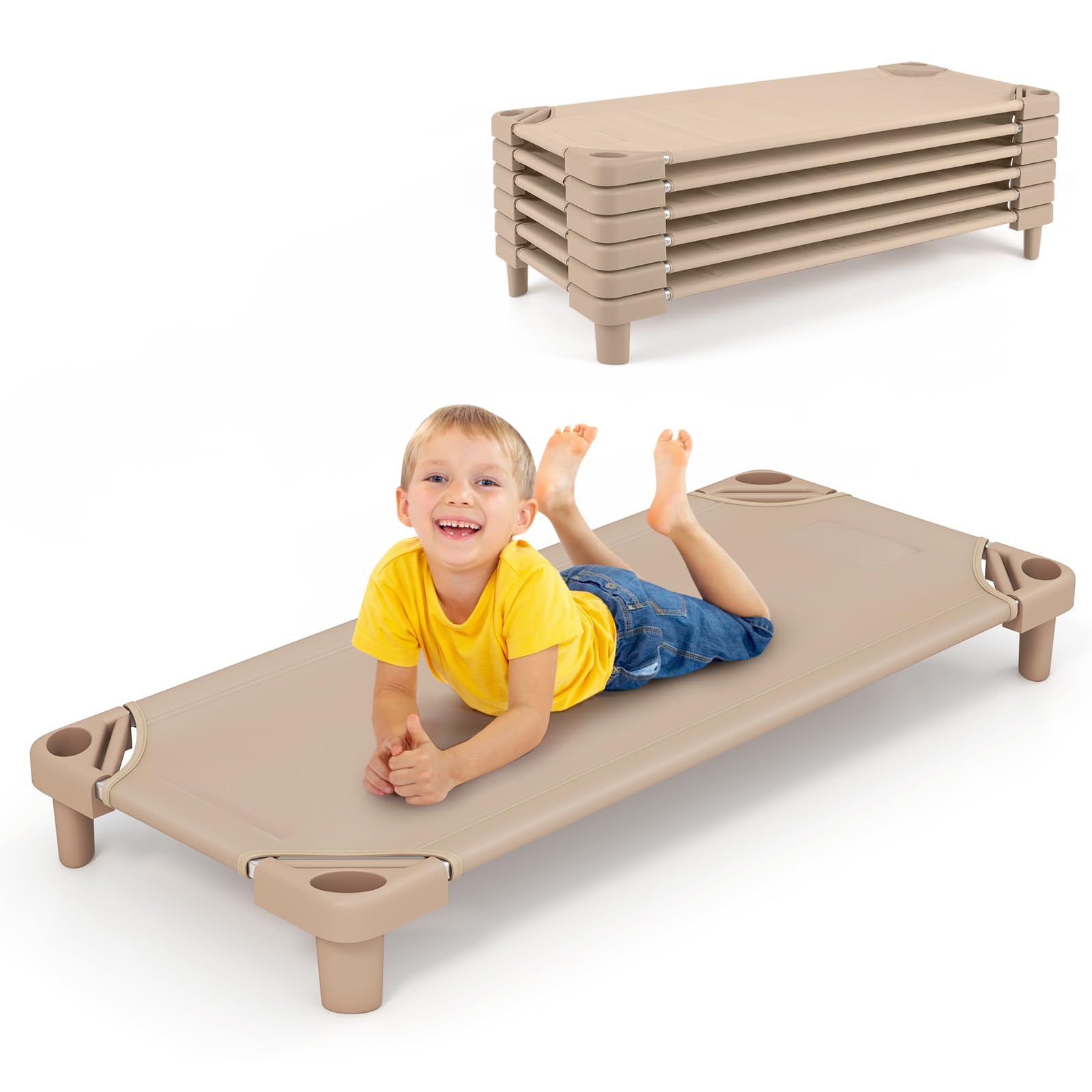 HOGEBABY Daycare Cots for Kids, Pack of 6, 51 L x 22.5 W Stackable Nap Cots with Easy Lift Corners - Image 11
