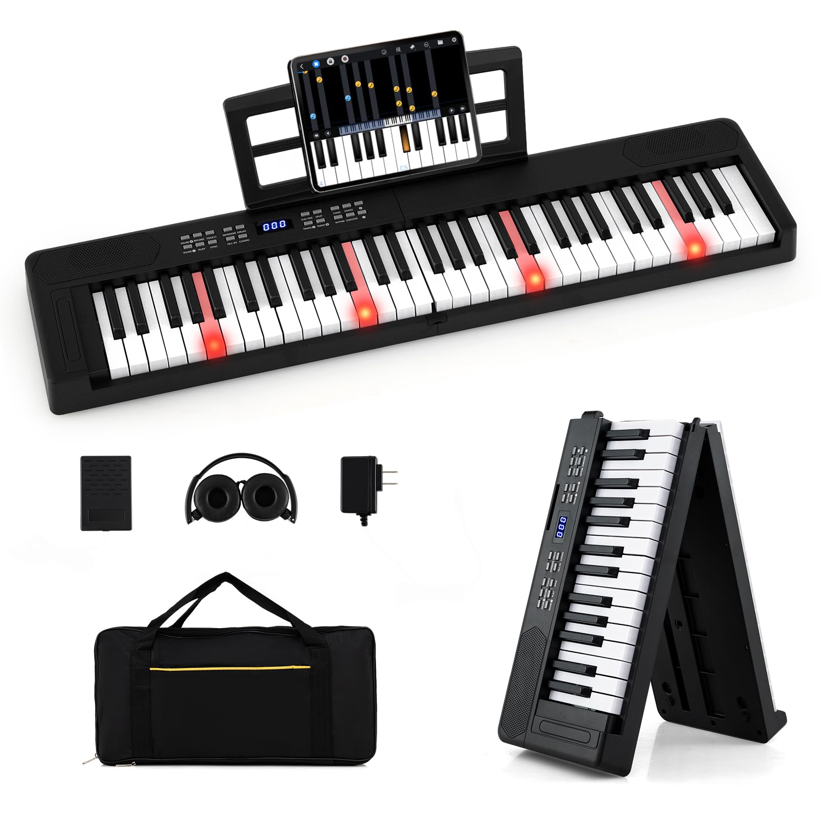 HOGEBABY 61 Key Folding Piano Keyboard Electric Digital Piano Keyboard