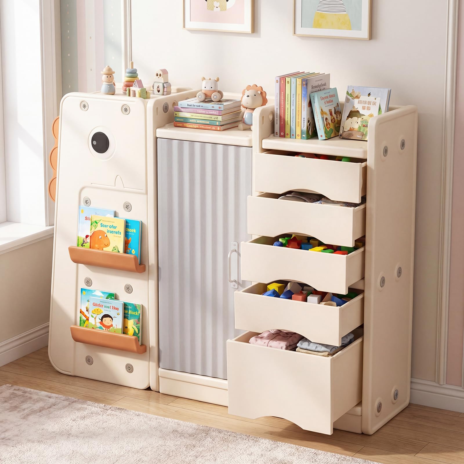 HOGEBABY Dinosaur-Shaped Toy Storage Organizer Kids Toy Chest