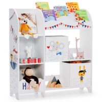 HOGEBABY Toy and Book Organizer for Kids, Wooden Storage Display Cabinet Bookshelf