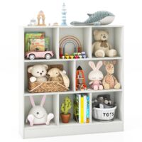 HOGEBABY 7-Section Bookcase for Kids, Wooden Toy Storage Organizer for Books Toys