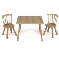 HOGEBABY Kids Table and Chairs Wooden 3 PCS Children Desk Set