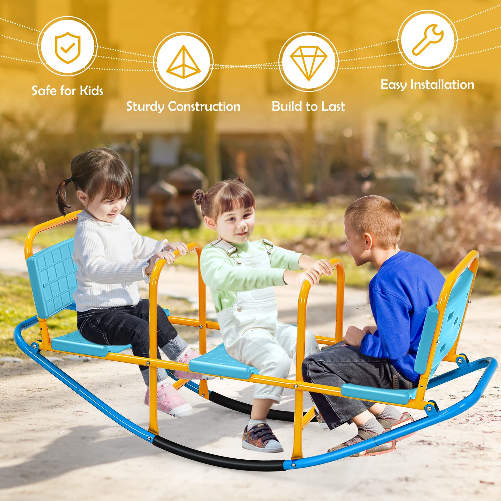 HOGEBABY Kids Seesaw Teeter Totter Playground Equipment, Metal Rocking Seesaw - Image 10