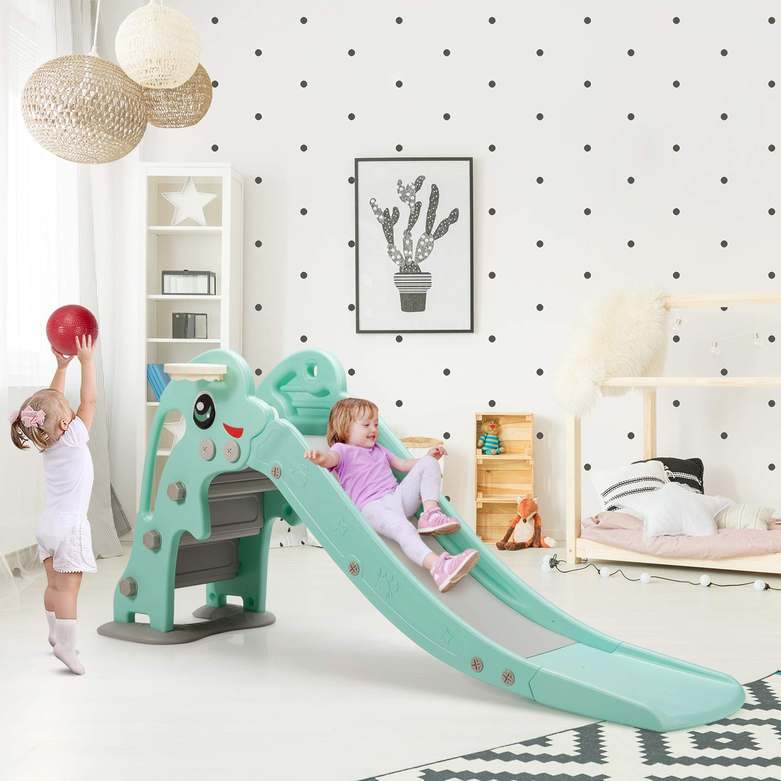 HOGEBABY 3 in 1 Slide for Kids, Toddler Large Play Climber Slide PlaySet with Extra Long Slipping Slope - Image 2