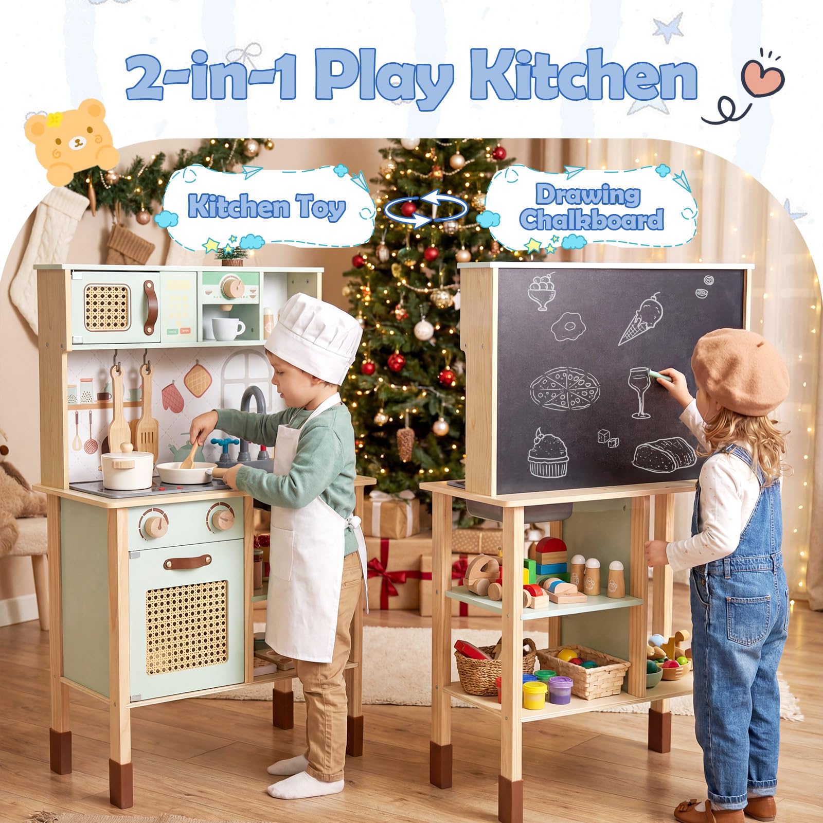 HOGEBABY Kids Play Kitchen Toddler Toy Kitchen Set - Image 3