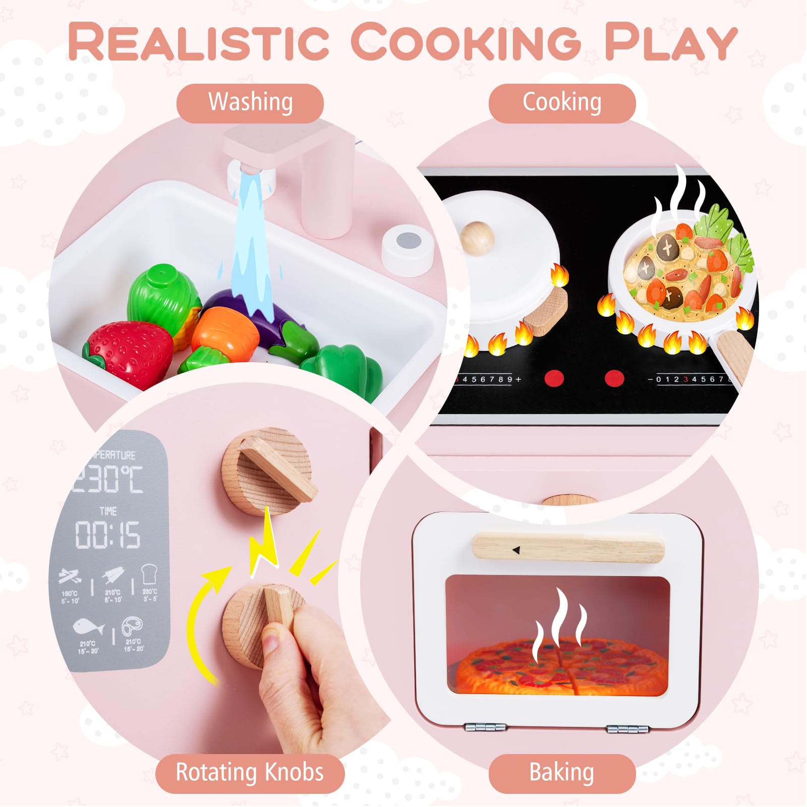 HOGEBABY Toddler Interactive Pretend Play Toy w/Oven - Image 2