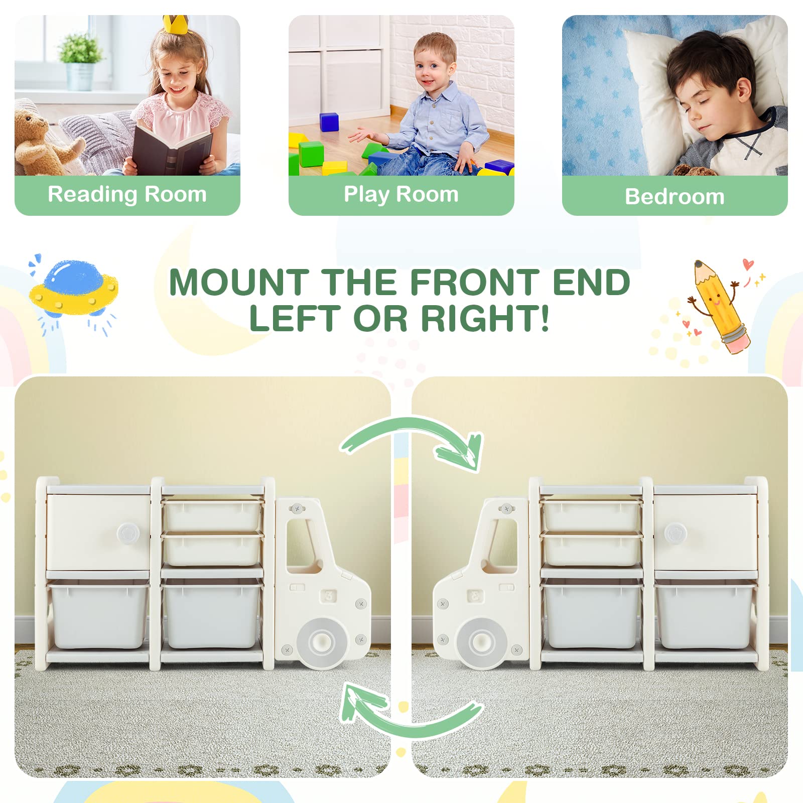 HOGEBABY Toy Organizers and Storage, Kids Toy Chest, Multipurpose Bookcase Shelf to Organize Toy - Image 2