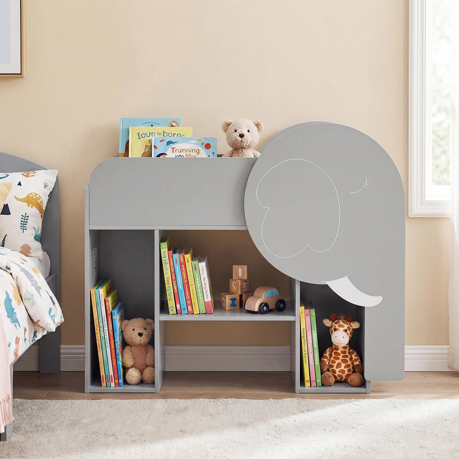 HOGEBABY Elephant Kids Bookshelf 3-Tier Toddler Toy Storage Organizer - Image 2