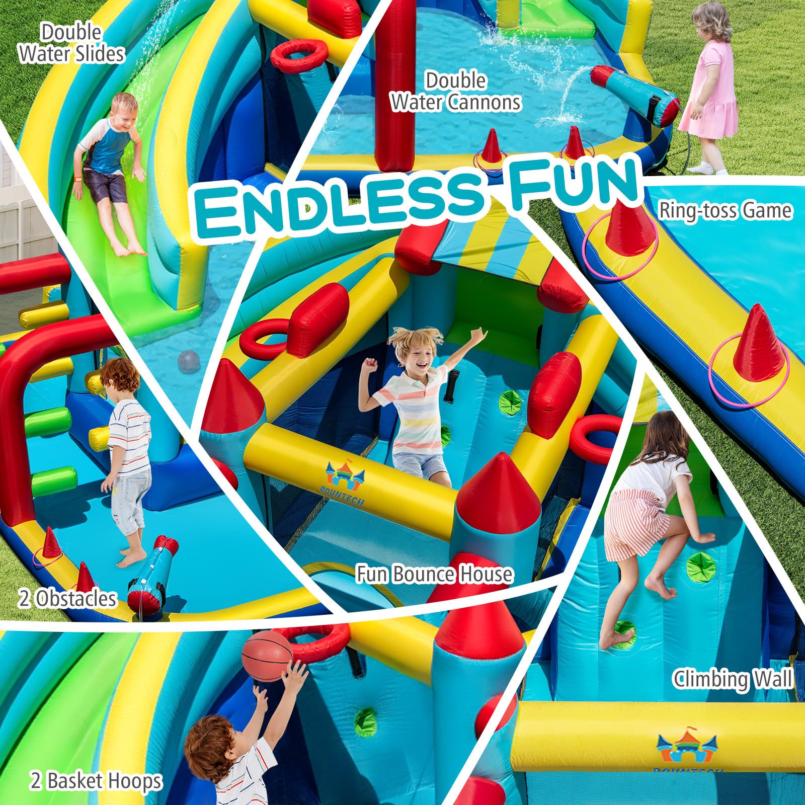 HOGEBABY Inflatable Water Slide with Bounce House Double Water Slide Park - Image 2