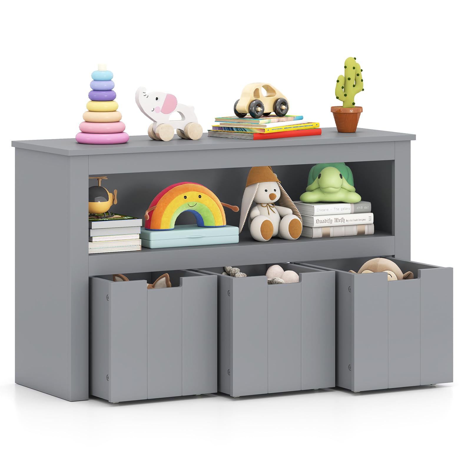 HOGEBABY Toy Storage Organizer, Wooden Toy Bin Chest with 3 Removable Drawers - Image 11