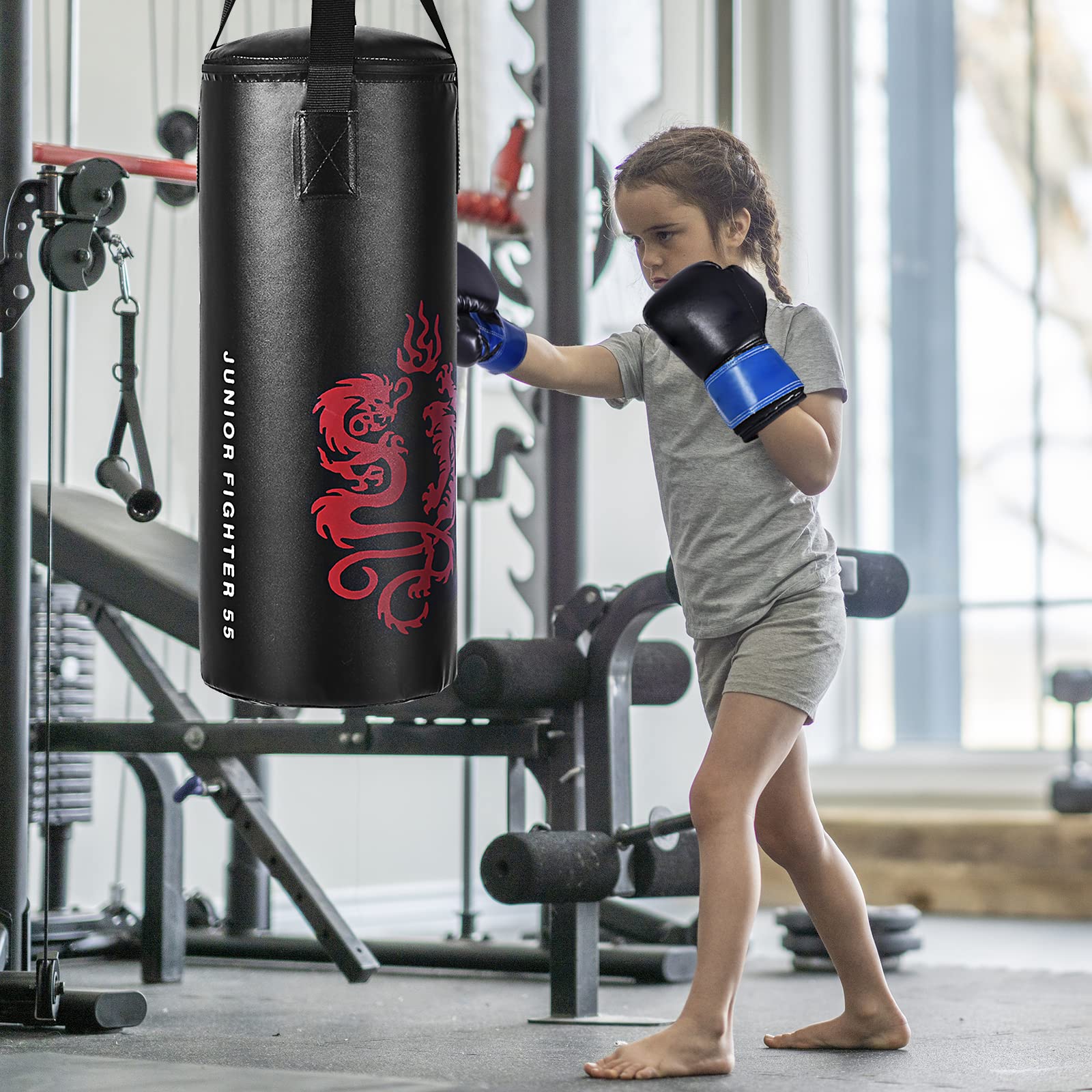 HOGEBABY 2 FT Kids Punch Bag Boxing Set Kick Ball Gloves Skipping Rope Hook Children - Image 2