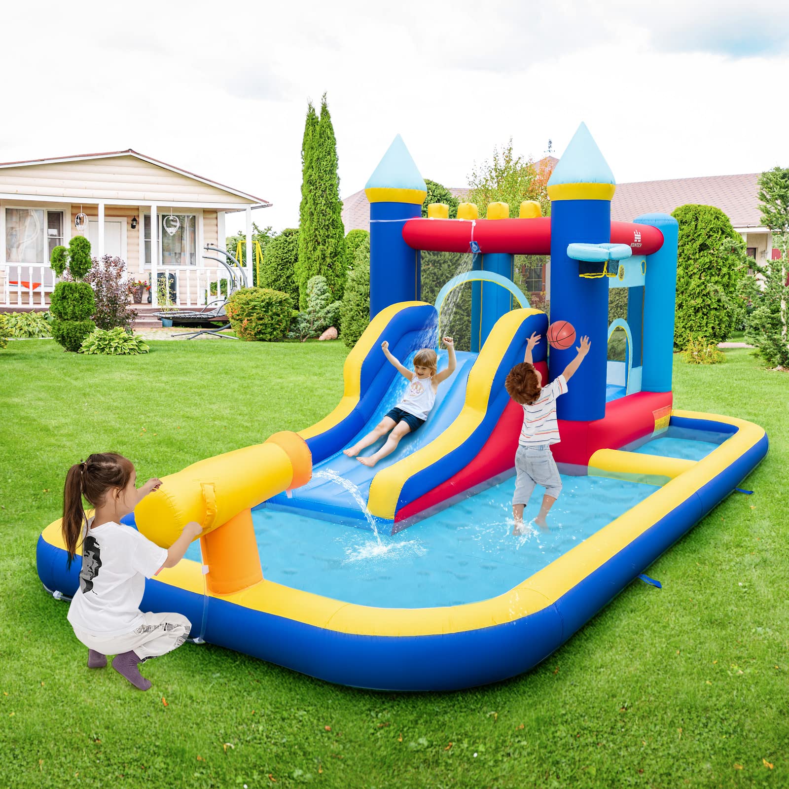 HOGEBABY Inflatable Water Slide, Water Bounce House with Ball Pit & Waterslide for Kids - Image 2