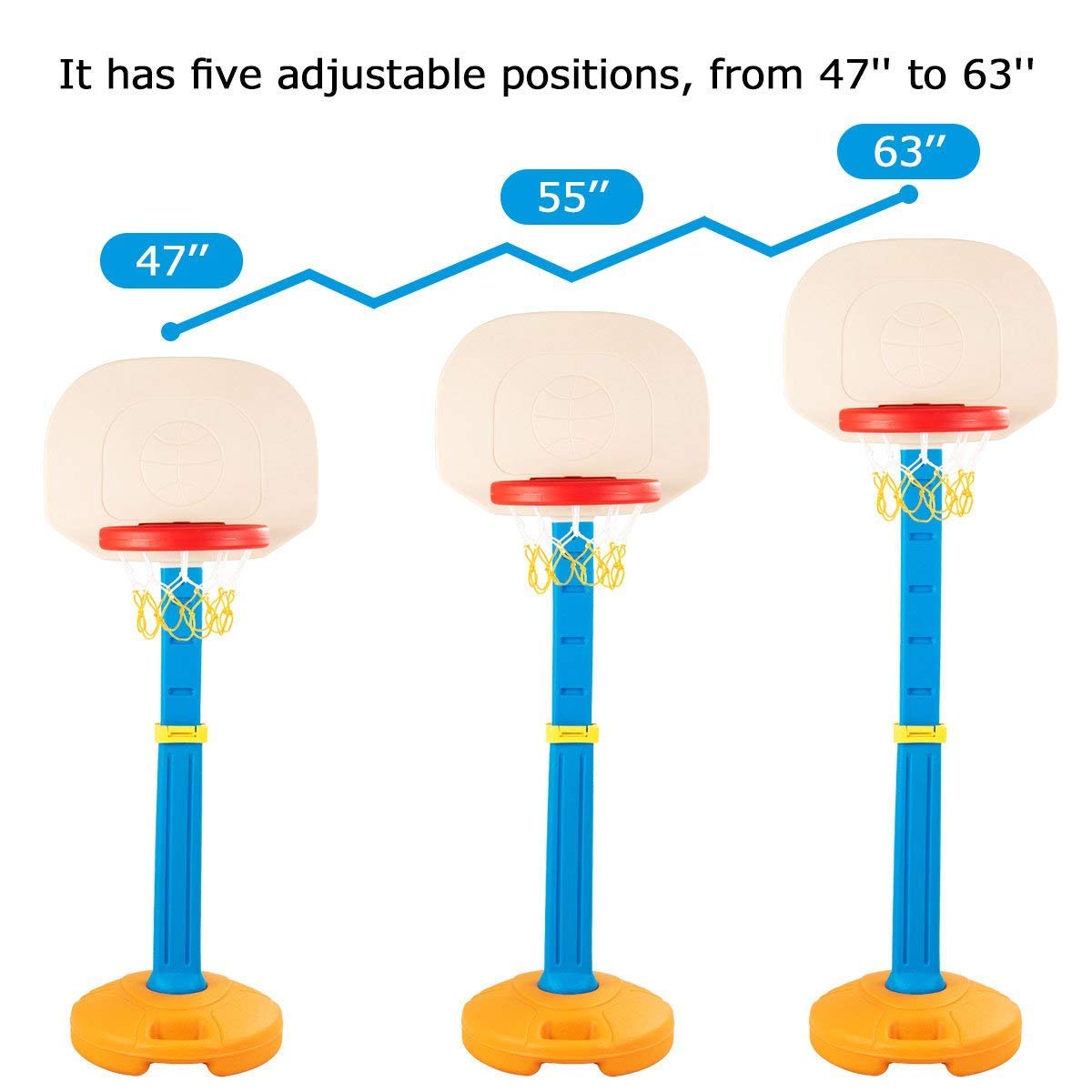 HOGEBABY Baby Joy Folding Slide & Basketball Stand Set, Plastic Play Slide Climber, Basketball Hoop with Adjustable Height - Image 3
