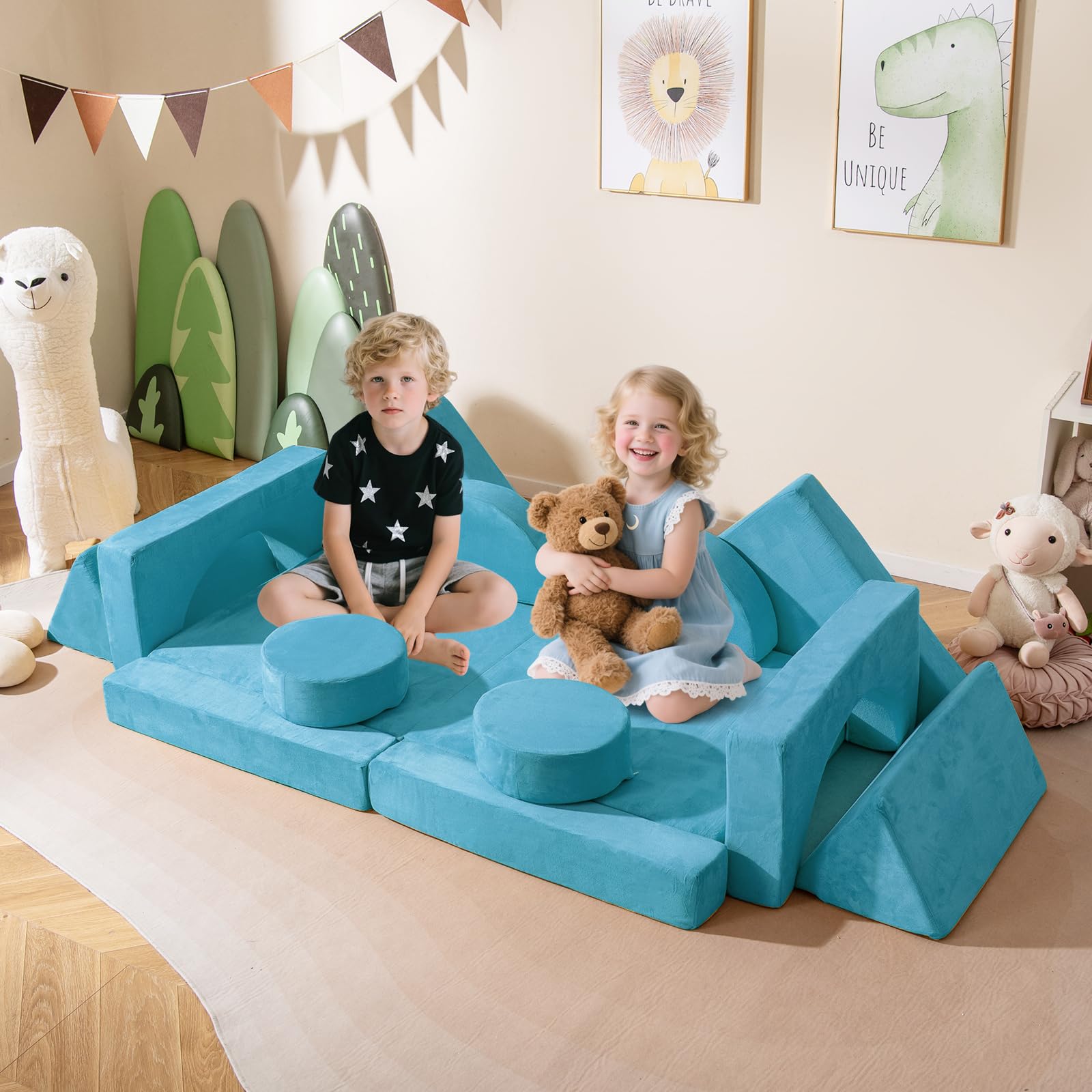 HOGEBABY 14 PCS Modular Kids Play Couch Child Sectional Sofa - Image 2