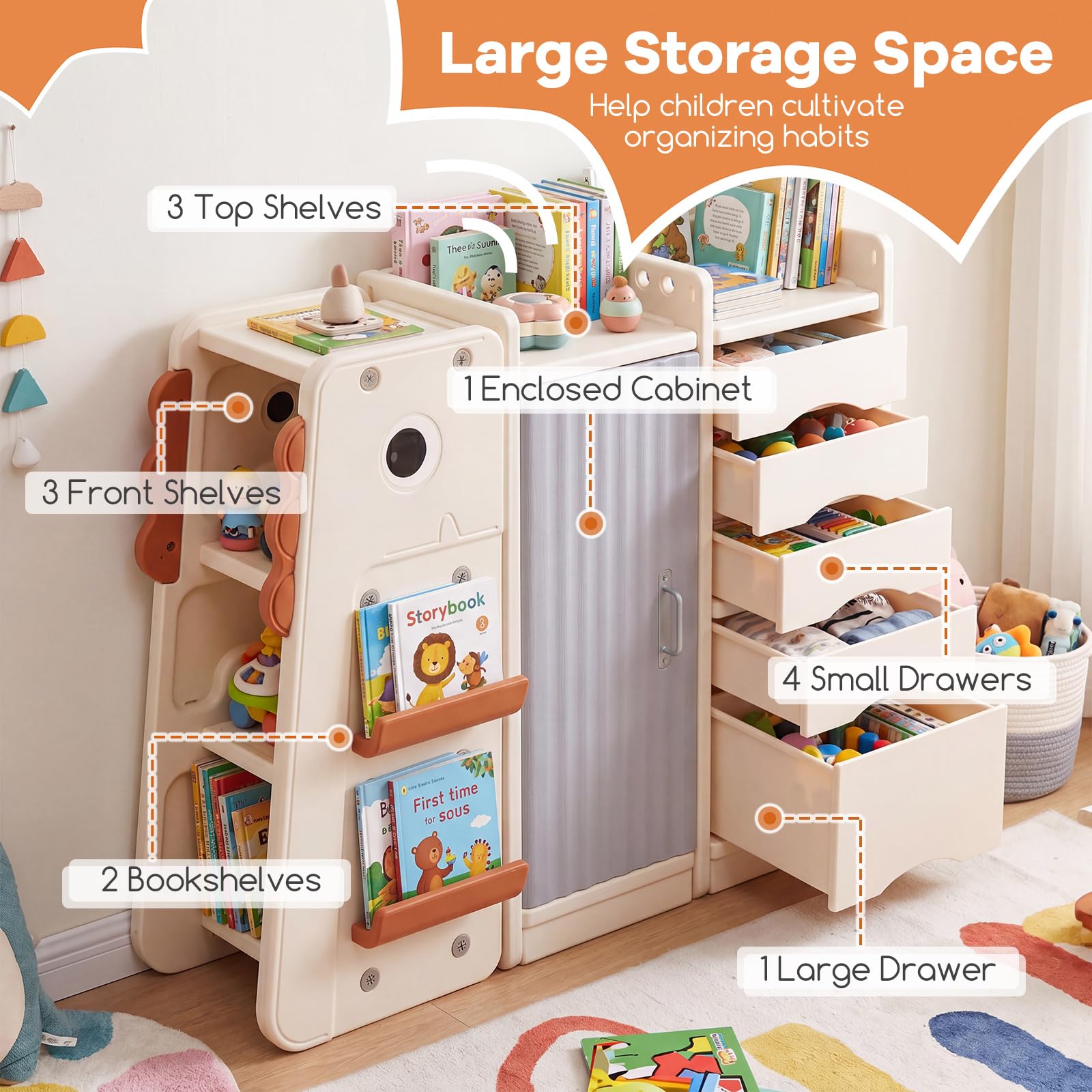 HOGEBABY Dinosaur-Shaped Toy Storage Organizer Kids Toy Chest - Image 2