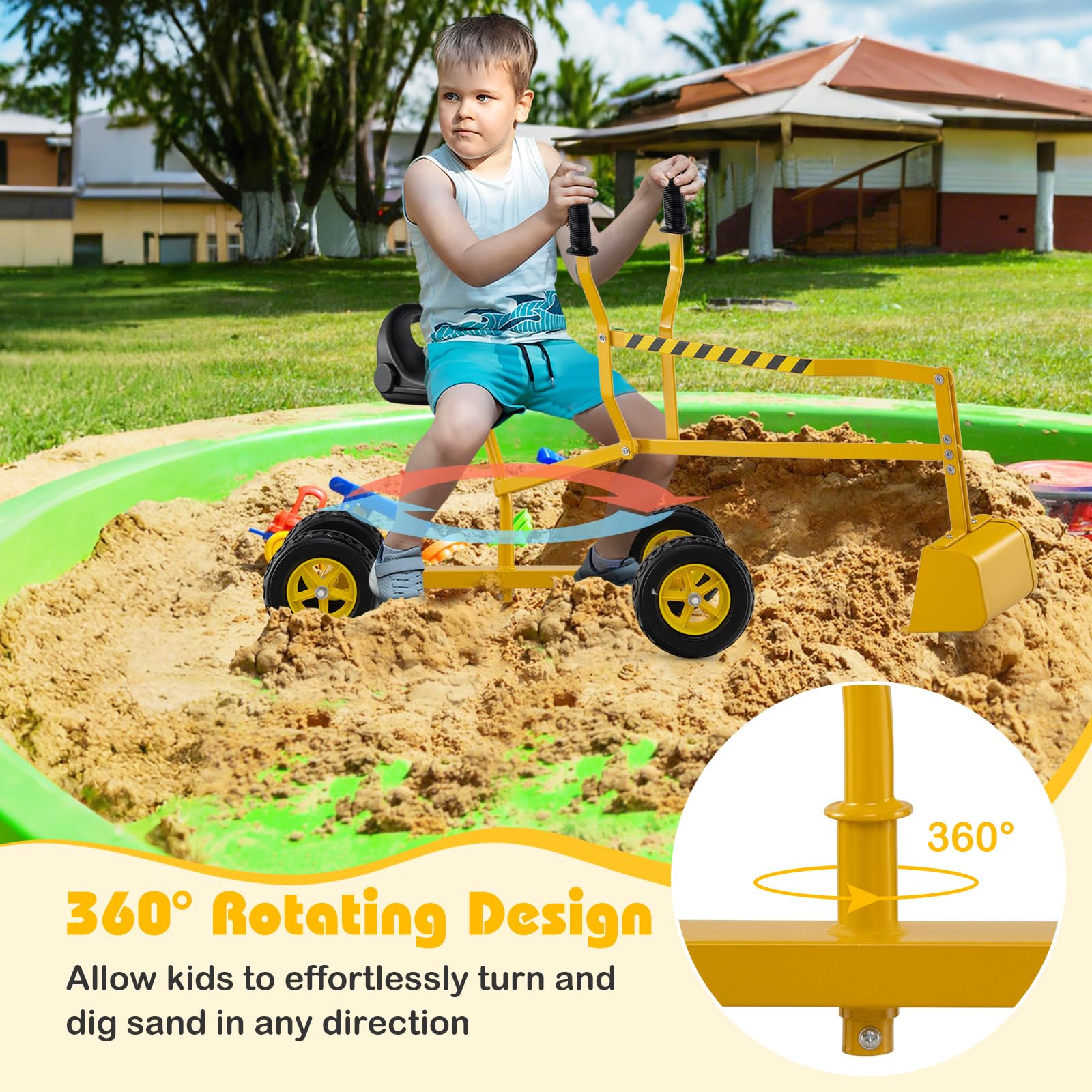 HOGEBABY Sand Digger Excavator for Kids Outdoor Ride-on Digging Toy - Image 2