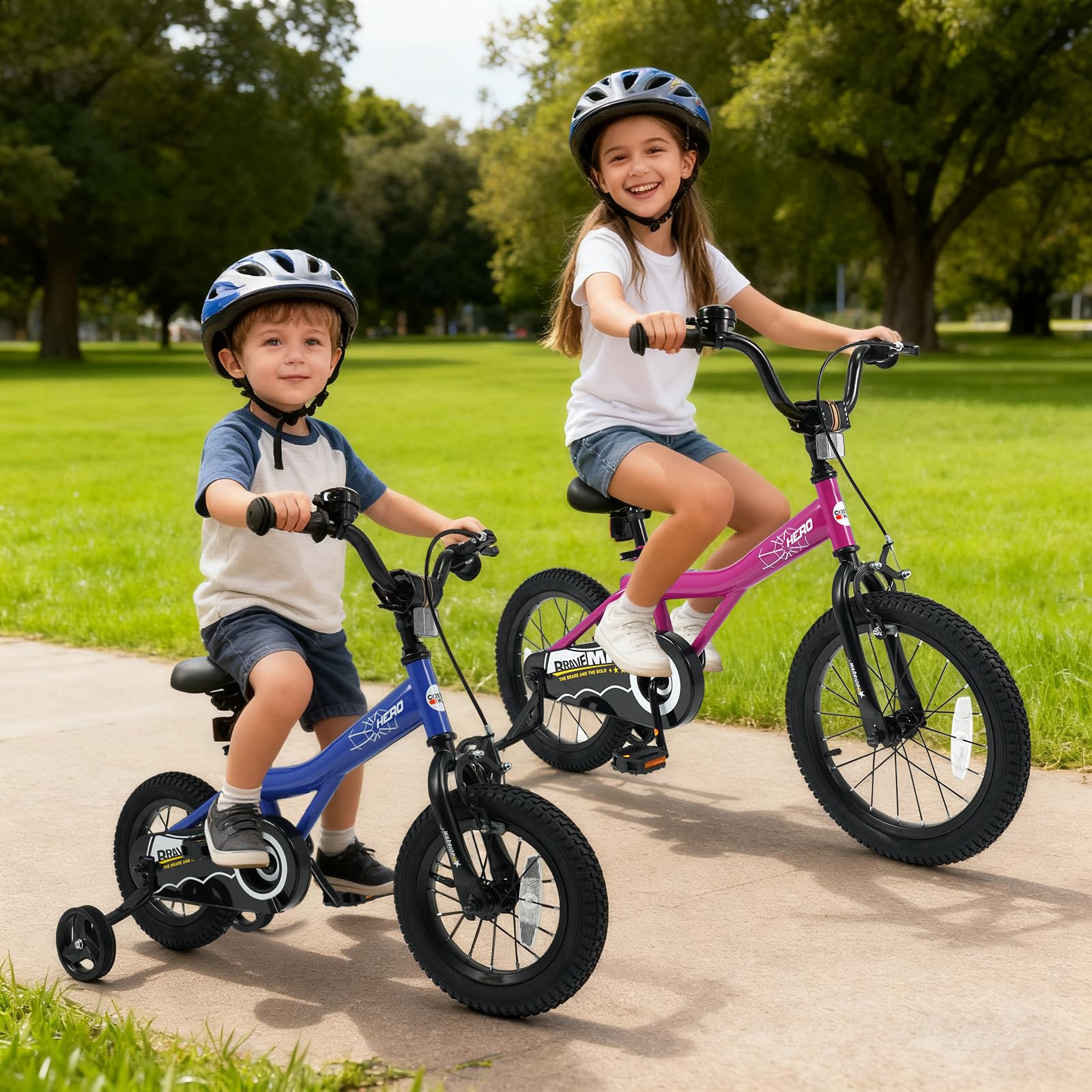HOGEBABY Kids Bike 12/14/16/18-Inch Children Bicycle w/Training Wheels Adjustable Seat Handbrake & Coaster Brake - Image 2