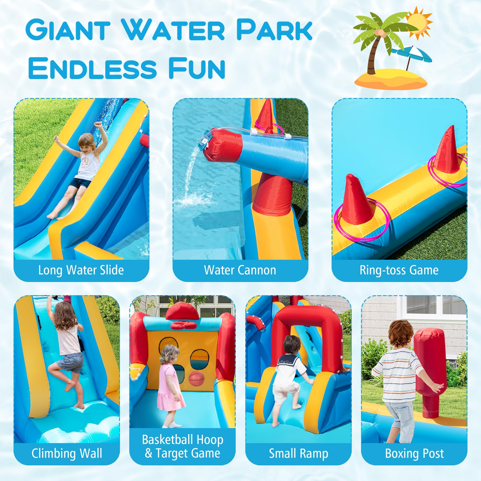 HOGEBABY Inflatable Water Slide Park 9-in-1 Giant Water Bounce House - Image 2