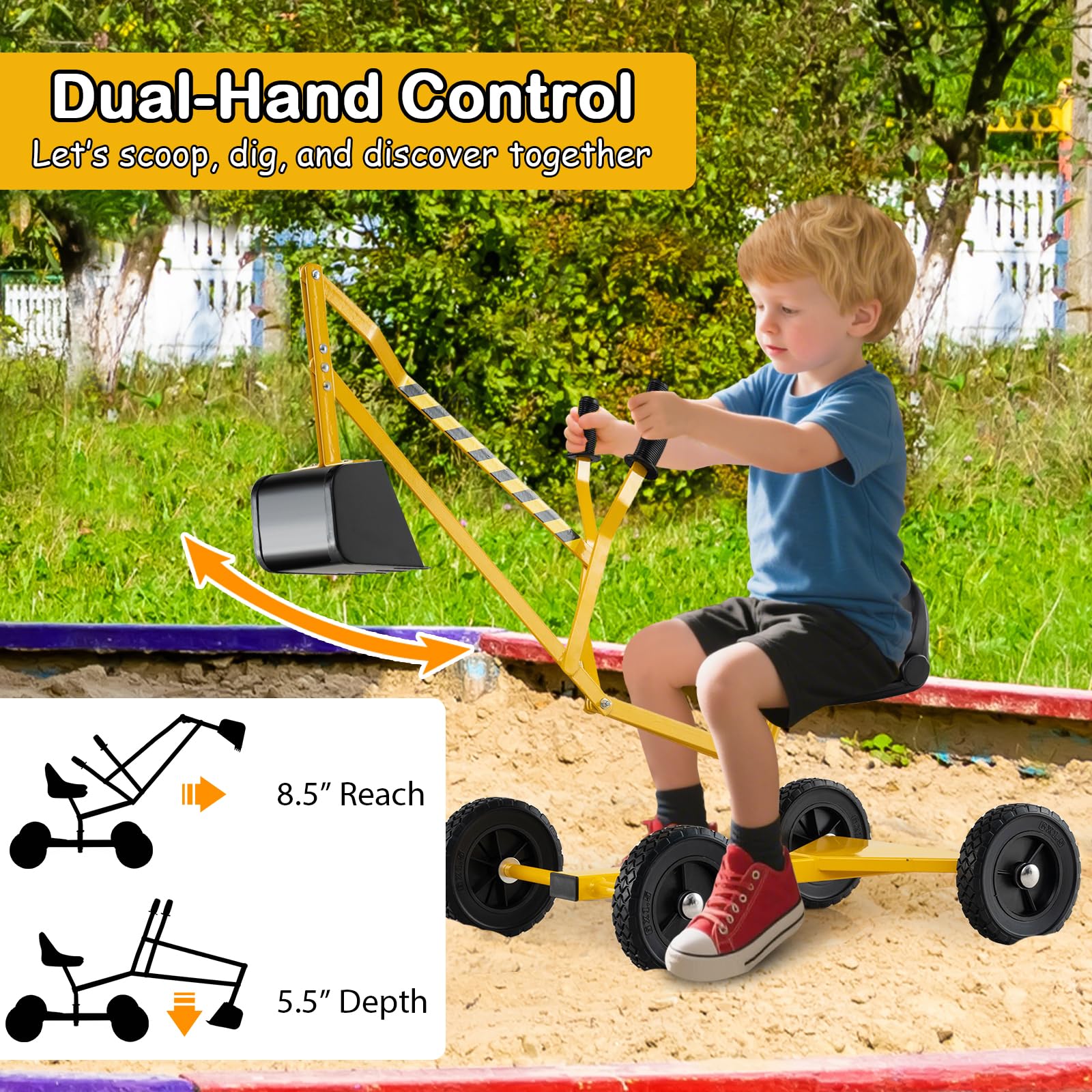 HOGEBABY Sand Digger Outdoor Heavy Duty Metal Excavator with 360 Swivel Seat - Image 3