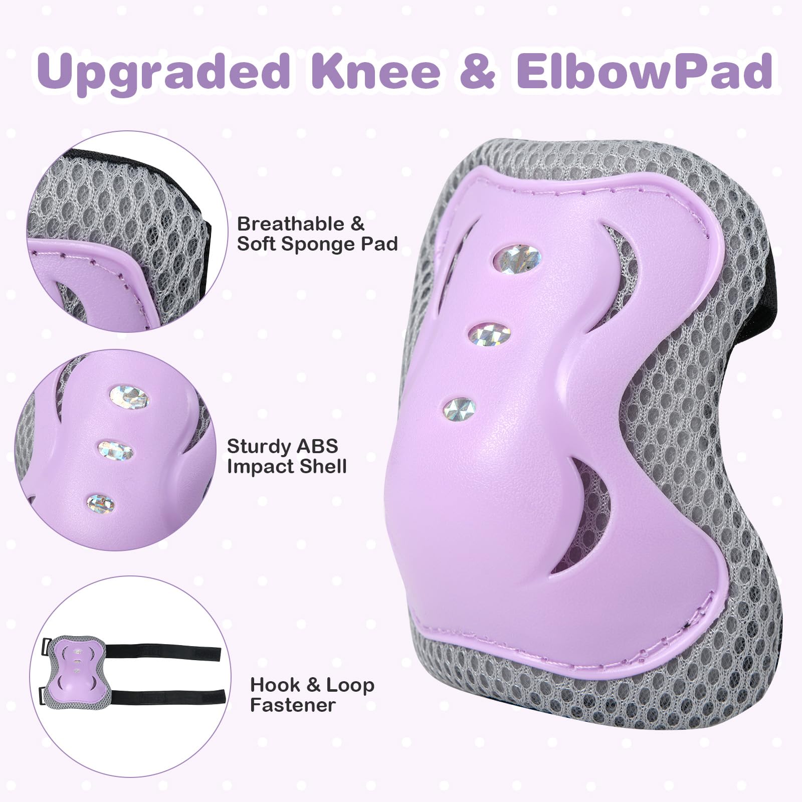 HOGEBABY Kids Helmet Set, 6 in 1 Toddler Riding Equipment with Bike Helmet, Knee Elbow Wrist Pads, Spoke Beads - Image 3
