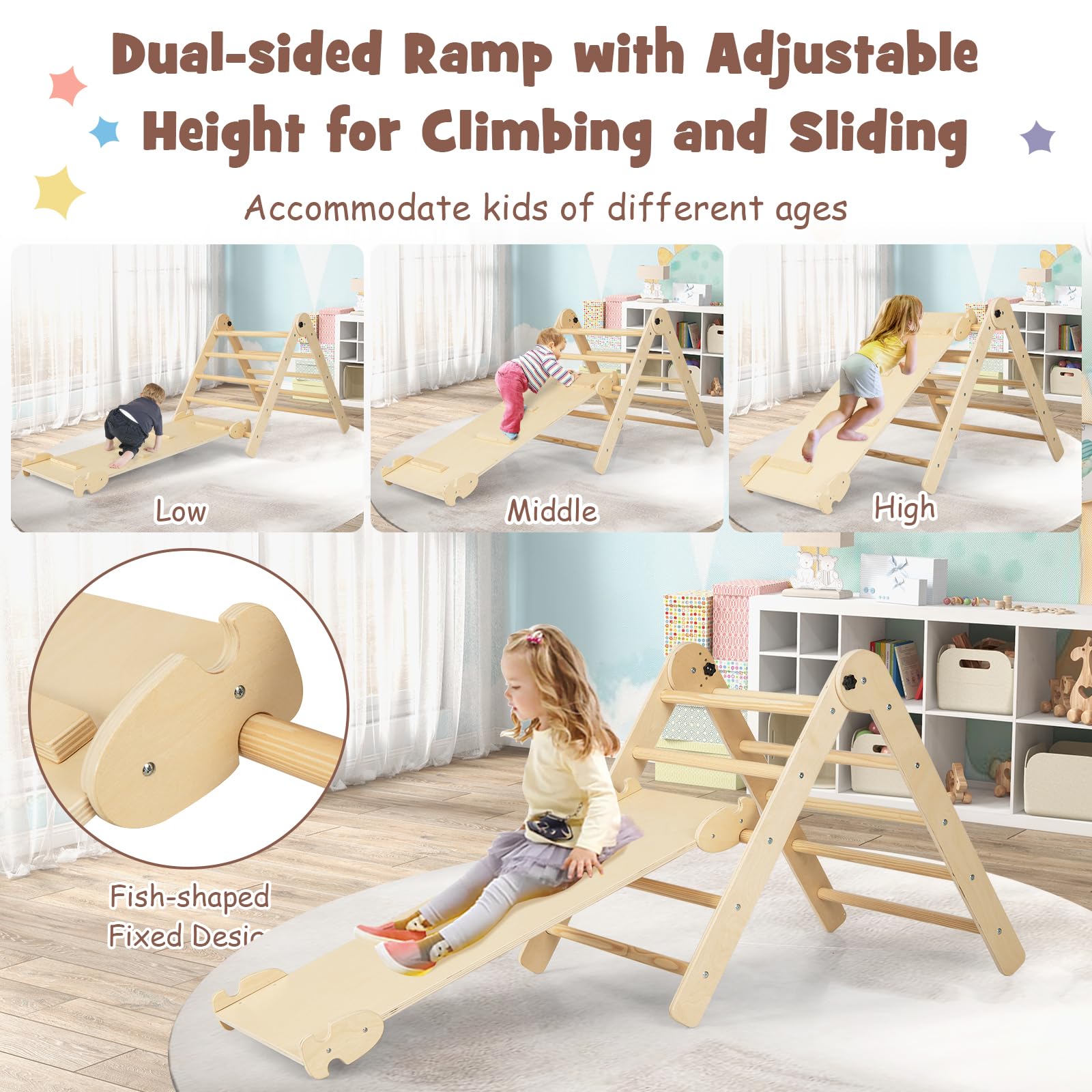 HOGEBABY Climbing Toys for Toddlers with Kids Table and Chair Set, Foldable Montessori Wooden Climber Ladder - Image 3