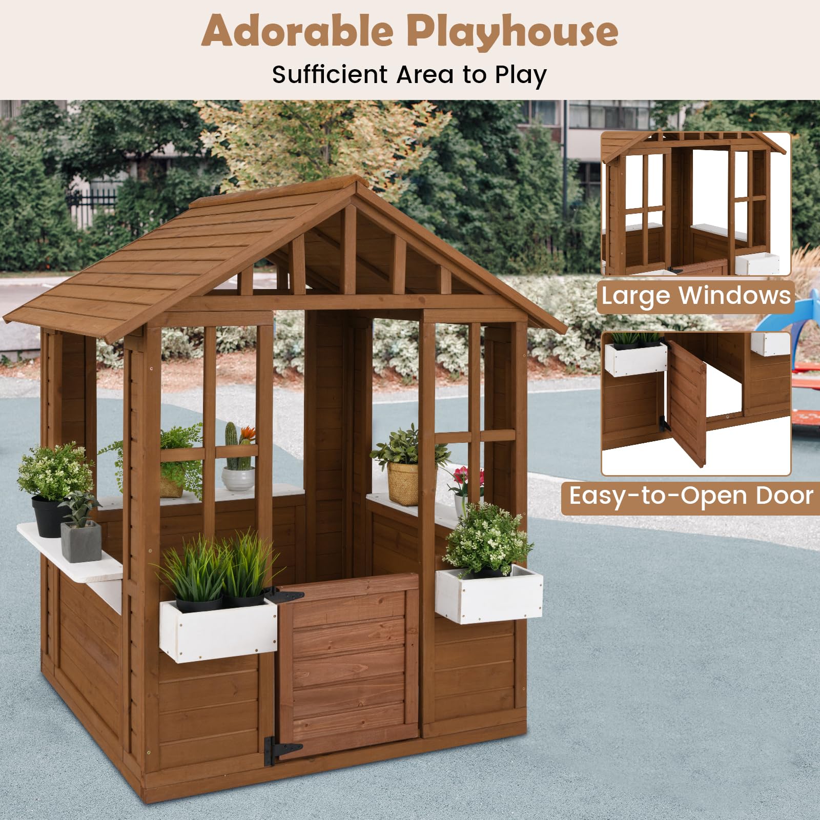HOGEBABY Fir Wood Adventures Cottage for Children Pretend Activity Play - Image 3