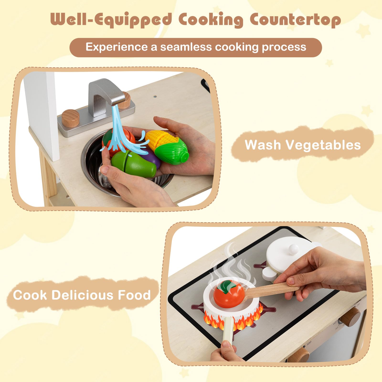 HOGEBABY Wooden Toy Kitchen Playset - Image 3