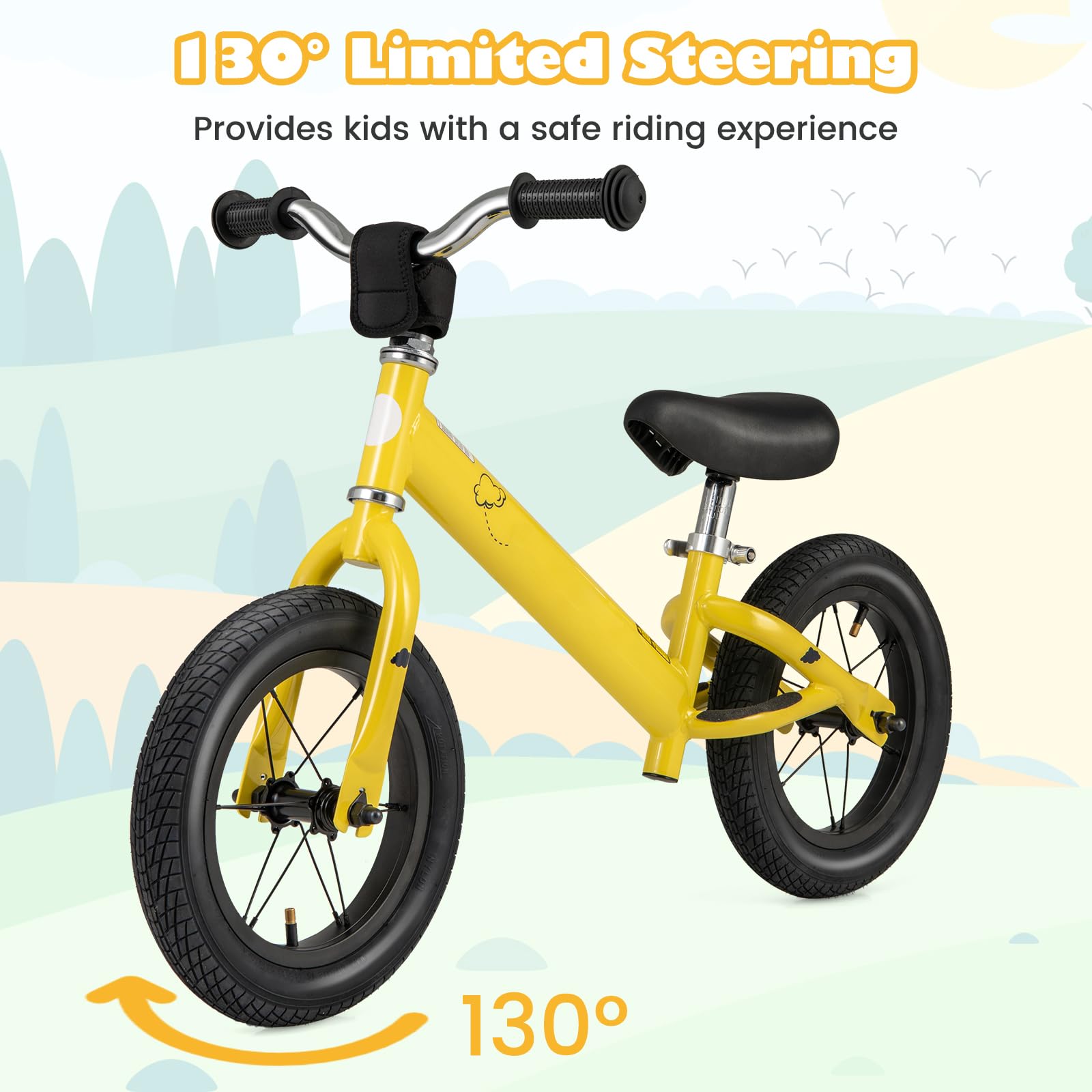 HOGEBABY Toddler Balance Bike, No Pedal 12 Training Bicycle for 3+ Years Old Kids with Rubber Tires and Height Adjustable Handlebar & Seat - Image 3
