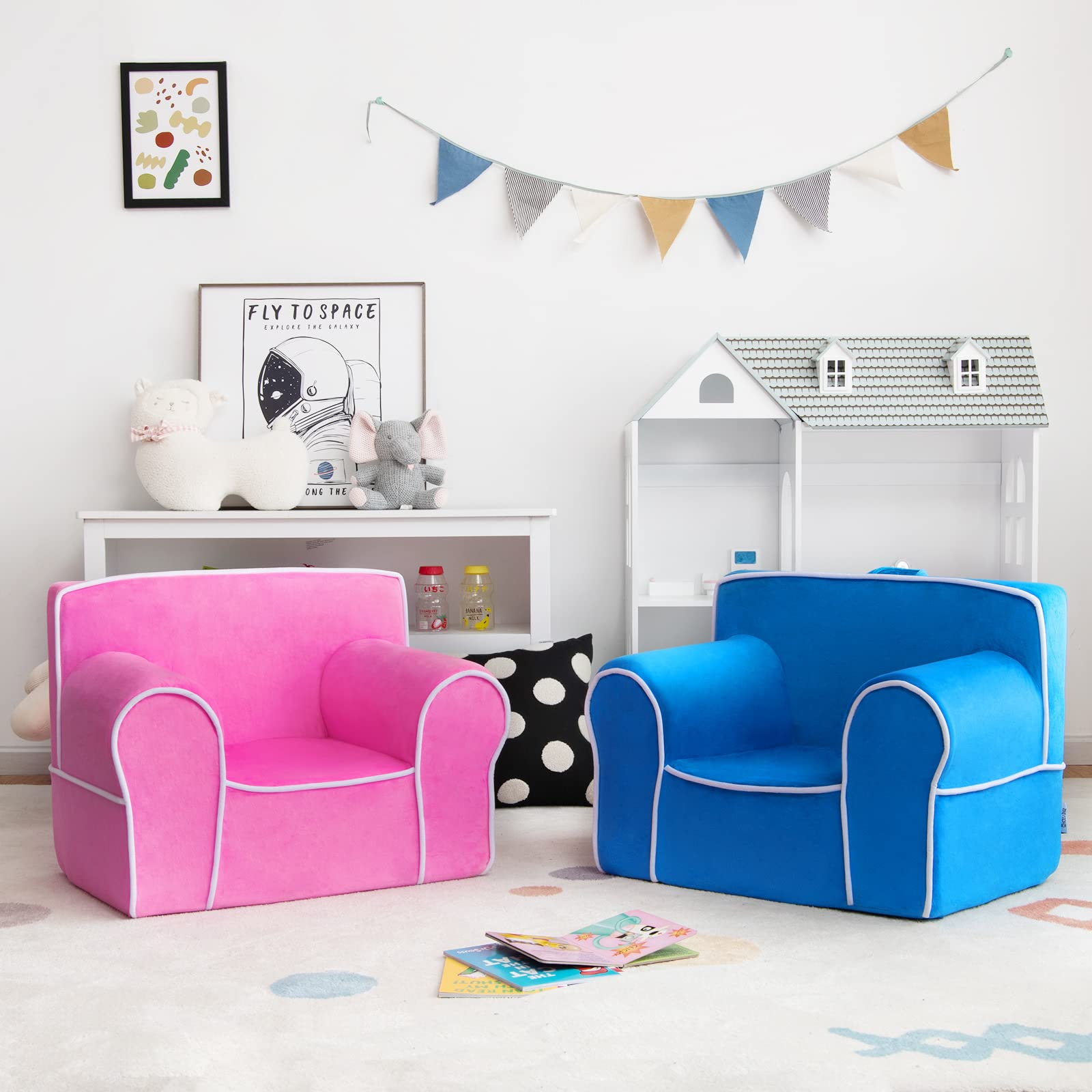 HOGEBABY Kids Couch, Toddler Soft Sofa Chair w/Removable & Washable Velvet Surface, Toddler Couch - Image 3