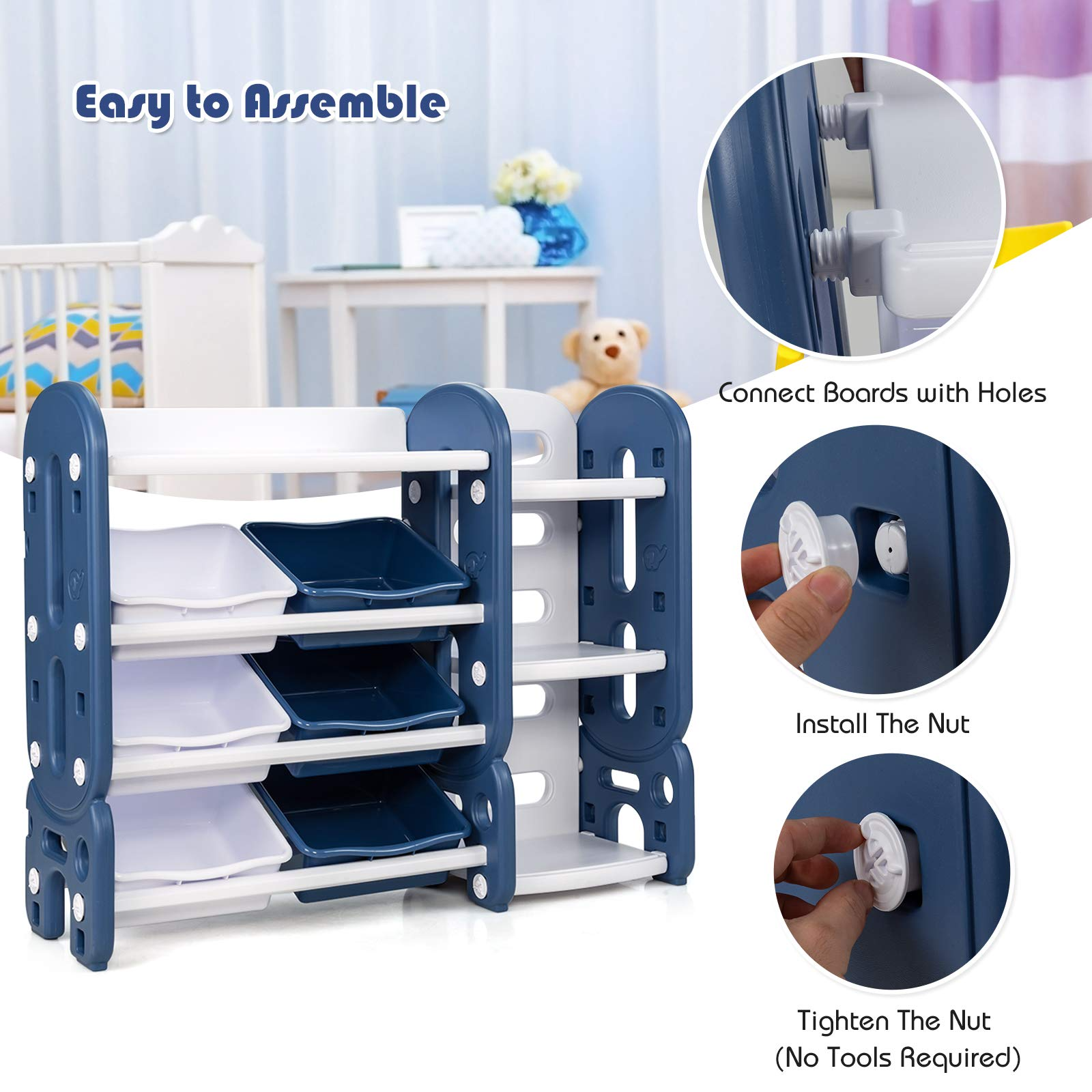 HOGEBABY 2 in 1 Kids Toy Storage Organizer with Bookshelf and Toy Collection Shelves - Image 3