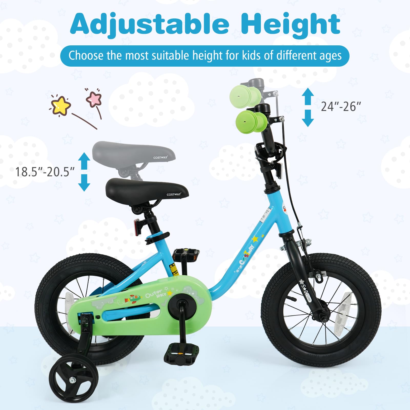 HOGEBABY Outer Space Explorer Kids Bike 12 14 16 Inch Children Bicycle with Removable Training Wheels - Image 3