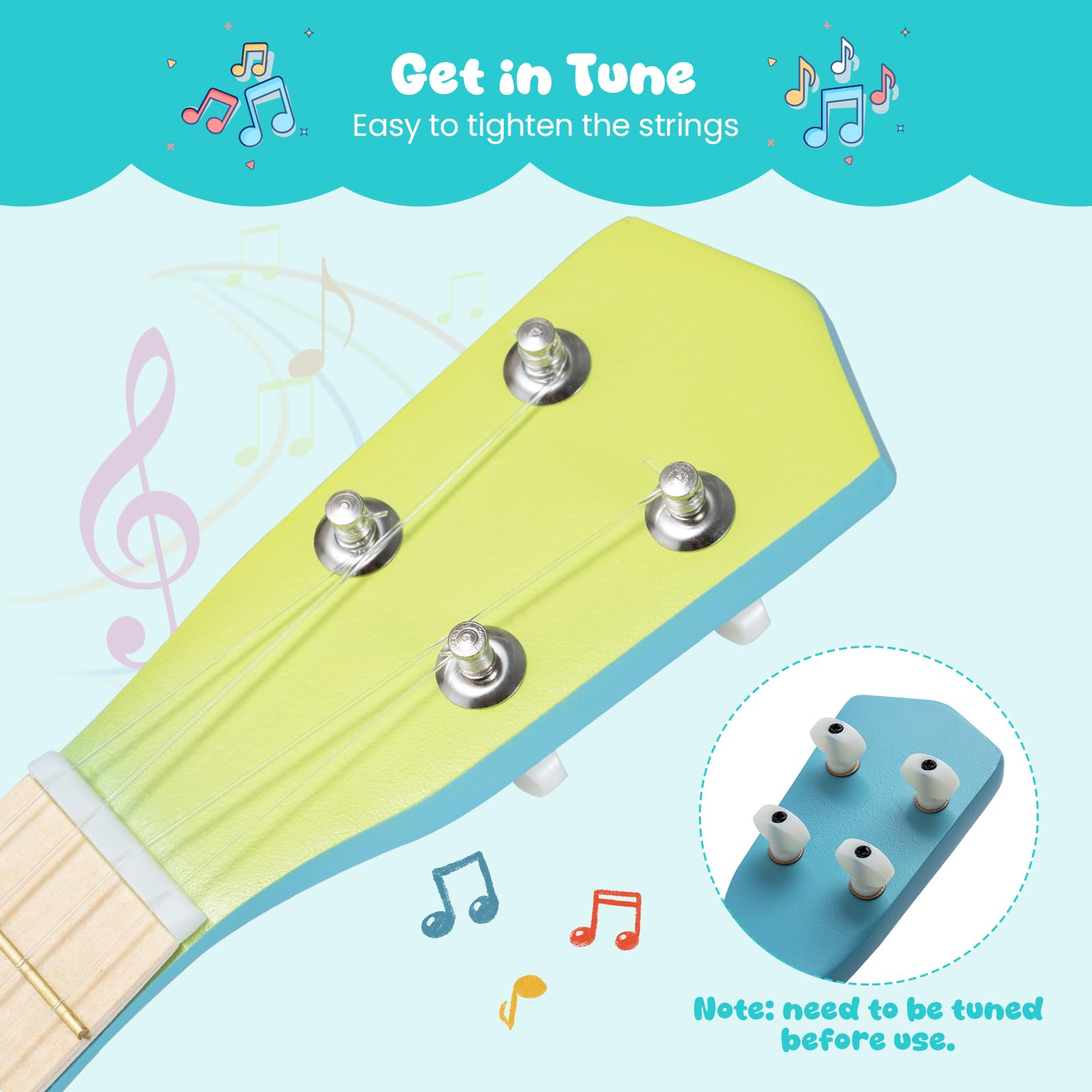HOGEBABY Ukulele for Kids 21 Inch 4 Strings Basswood Ukelele for Beginners - Image 3