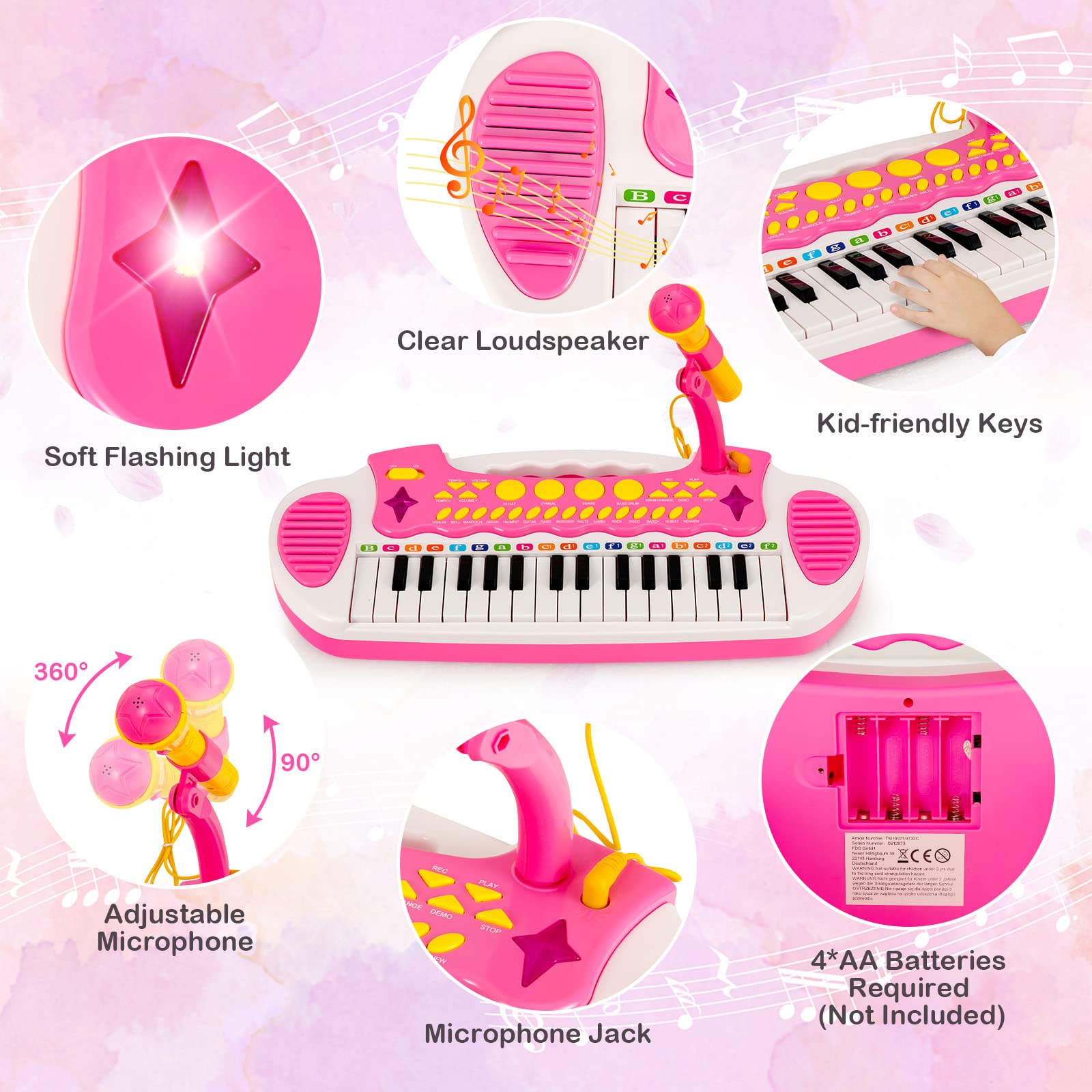 HOGEBABY 31-Key Kids Piano Keyboard Toy, Toddler Electronic Musical Instrument Educational Toy - Image 4