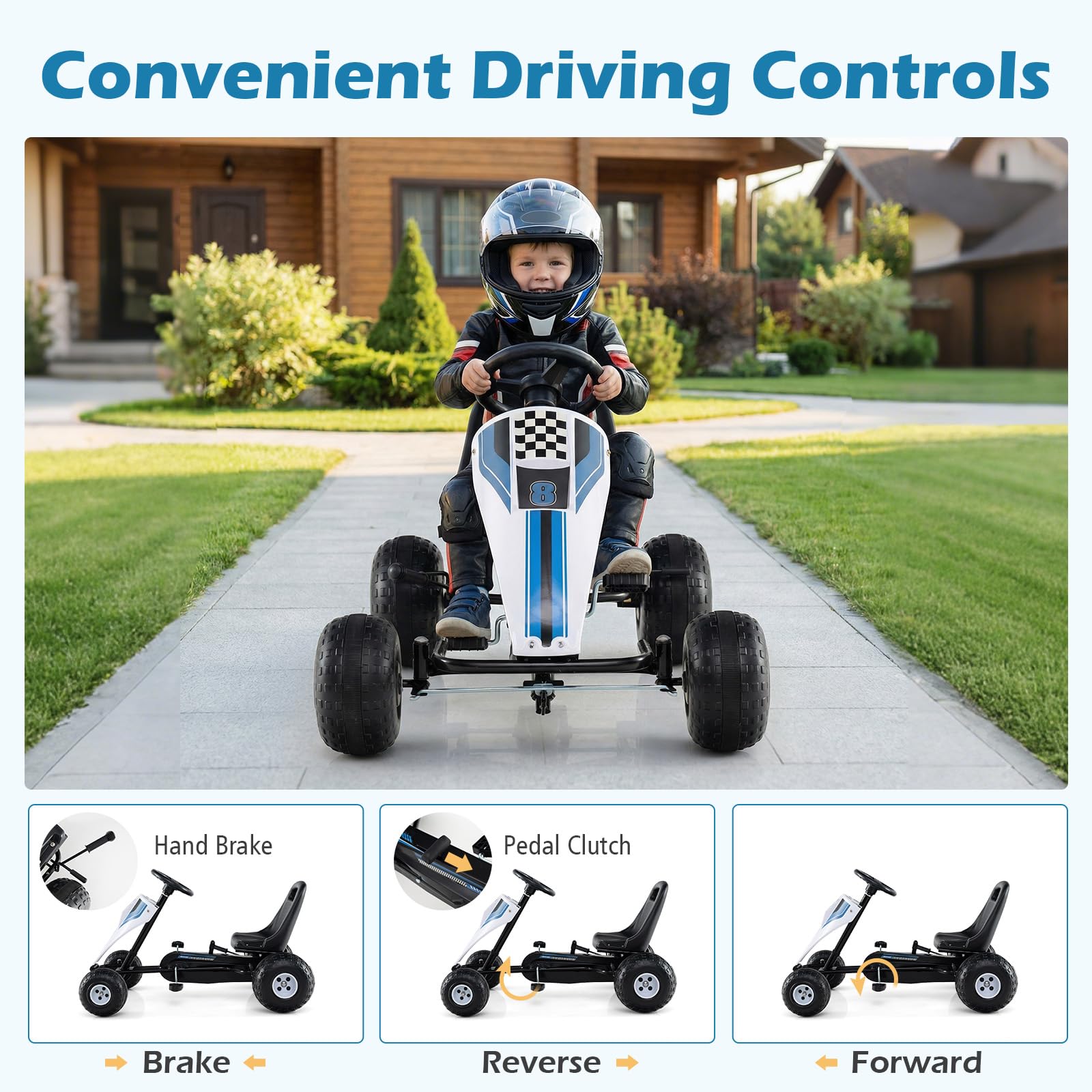 HOGEBABY Pedal Go Kart 4 Wheel Ride on Toy Pedal Car - Image 4
