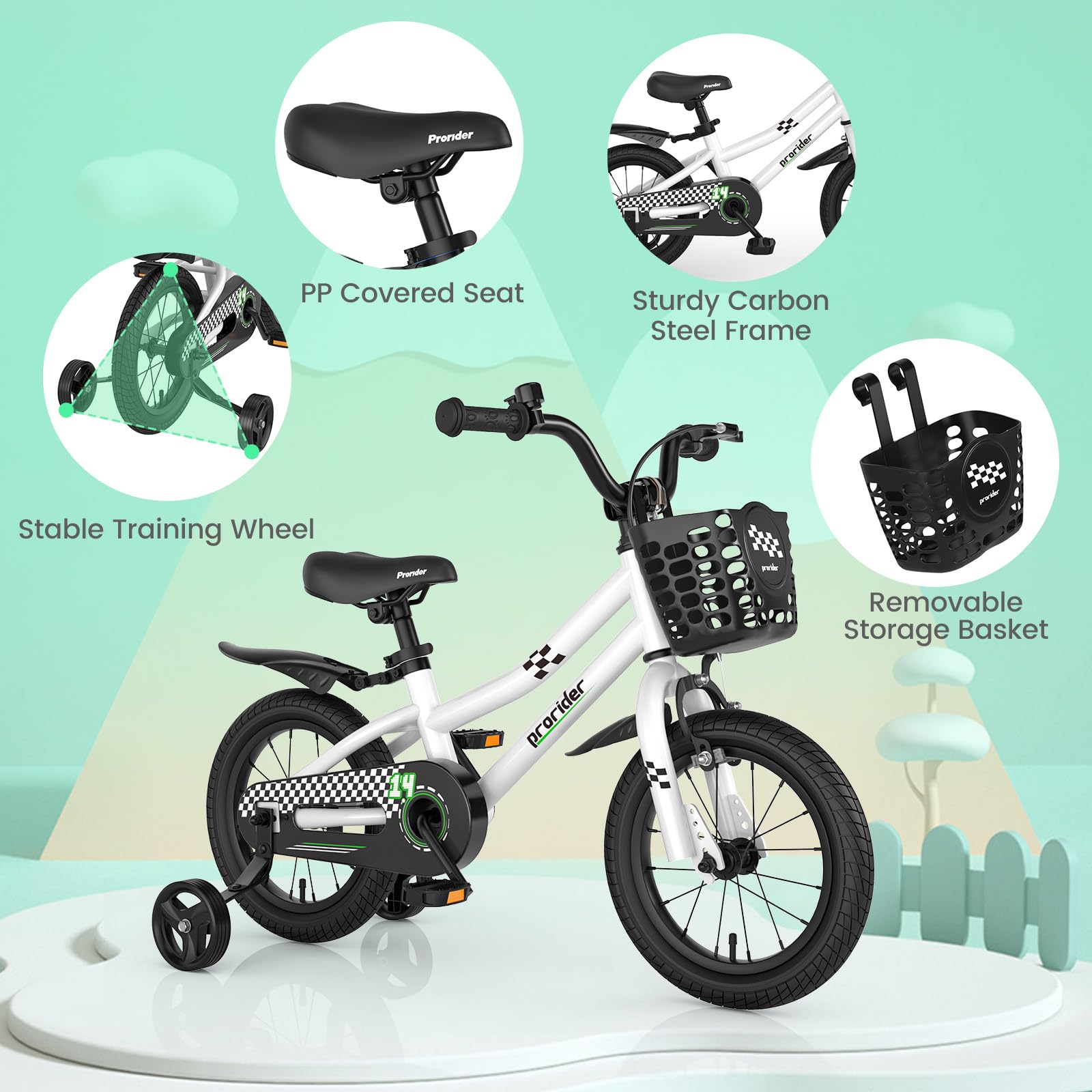 HOGEBABY Kids Bike, 12 14 16 18 Inch Children Bikes for Boys Girls Age 3-8 Years w/Training Wheels - Image 3