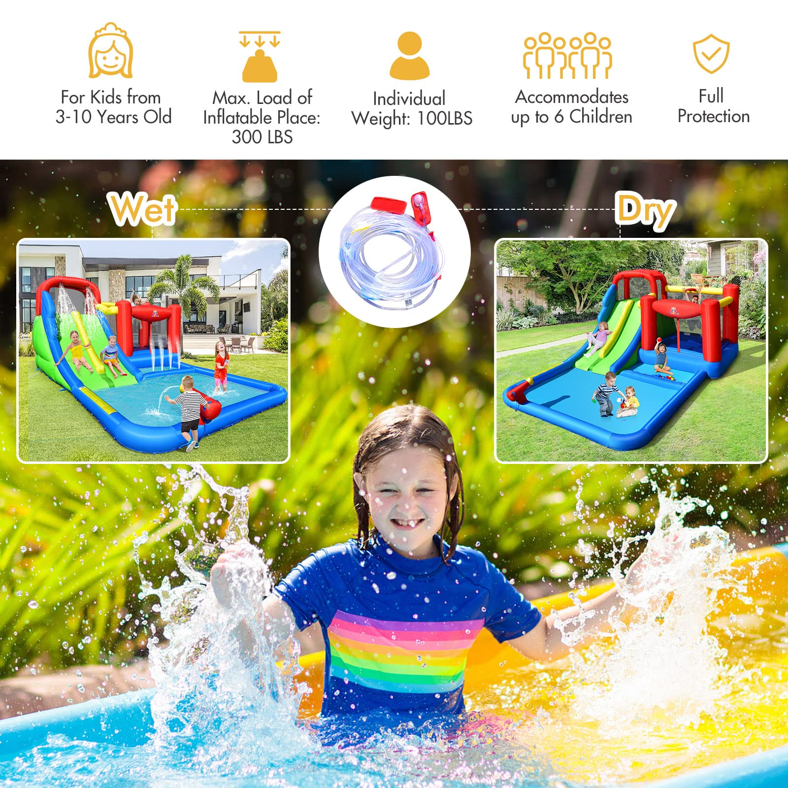 HOGEBABY Inflatable Water Slide Park, Kids Giant Water Park Jumping Castle - Image 3