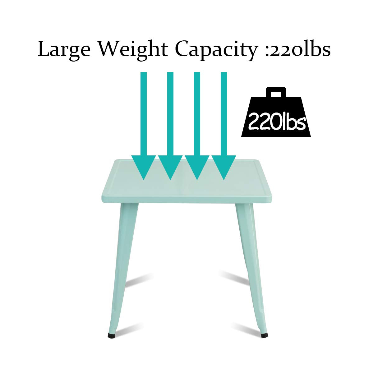 HOGEBABY Kids Table and 2 Chair Set for Indoor/Outdoor Use, Steel Table and Stackable Chairs (Mint Green, Table & Chairs) - Image 4