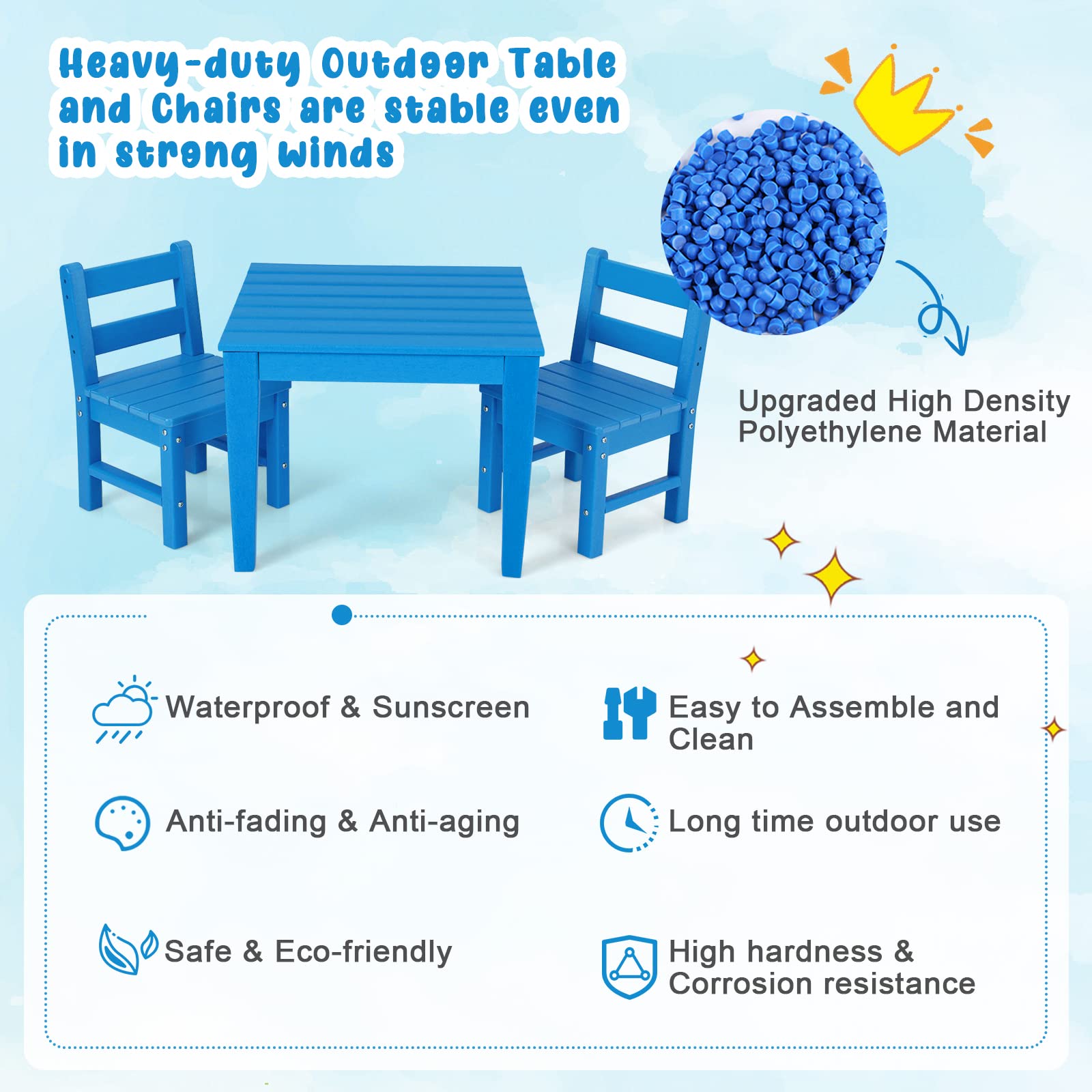 HOGEBABY Kids Table, 25.5" x 25.5" Square Activity Play Table, Indoor & Outdoor, Toddler Table - Image 5