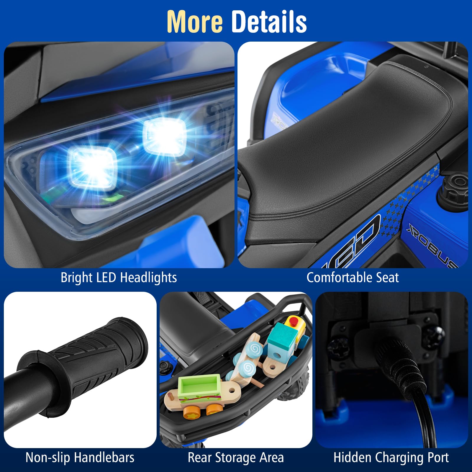 HOGEBABY 24V Kids ATV Four Wheeler Quad Electric Vehicle with LED Lights - Image 4