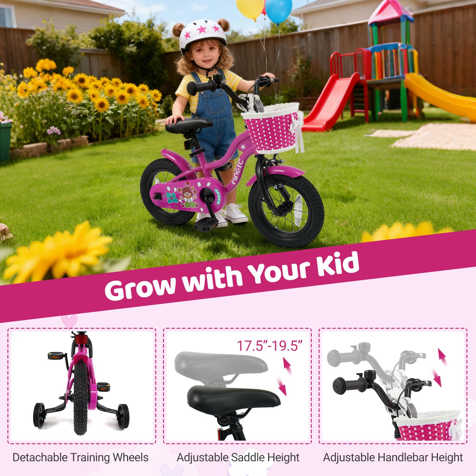 HOGEBABY Kids Bike Magic Children 12 14 16 Inch Bicycle with Training Wheels - Image 12