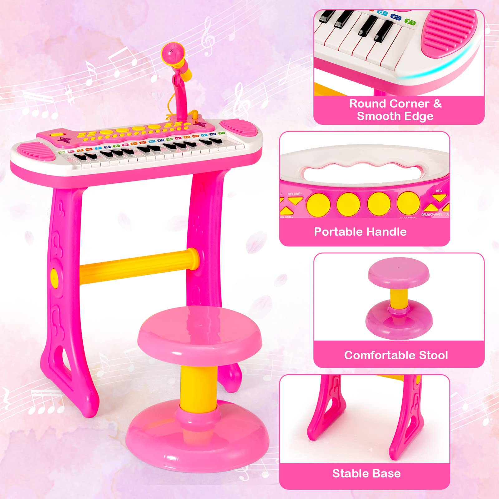 HOGEBABY 31-Key Kids Piano Keyboard Toy, Toddler Electronic Musical Instrument Educational Toy - Image 5
