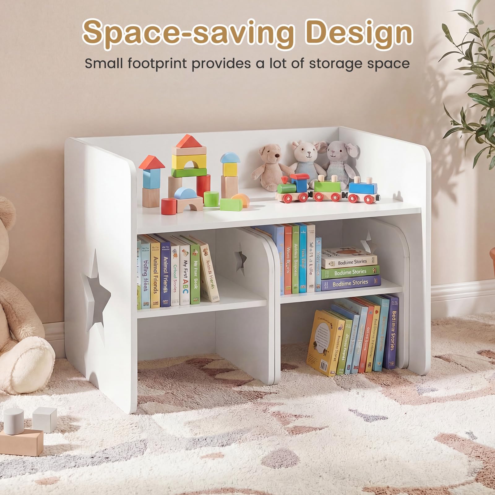 HOGEBABY 3 PCS Kids All in One Wooden Montessori Desk Set (Star, 24.5" x 19" x 16") - Image 4