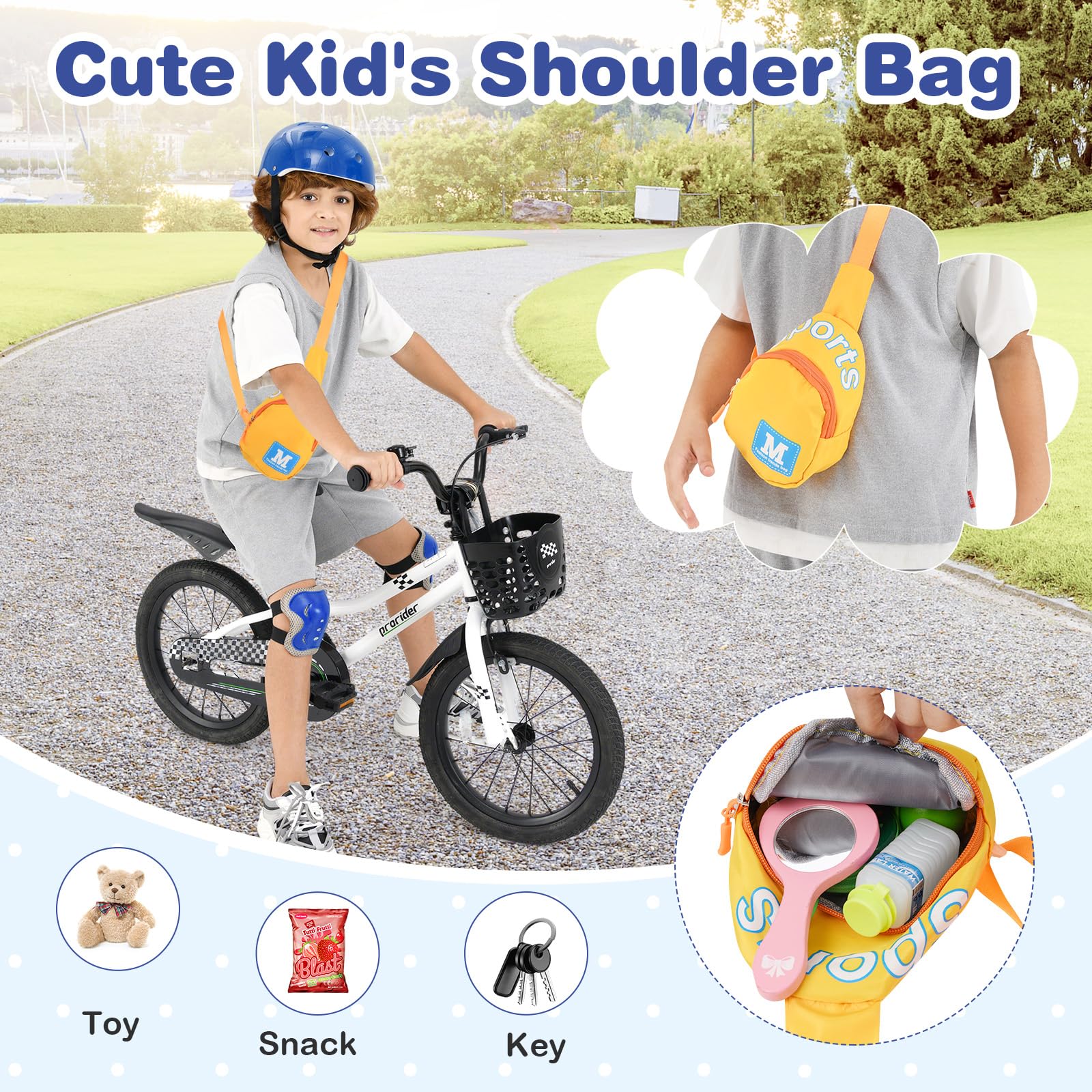 HOGEBABY Kids Helmet Set, 6 in 1 Toddler Riding Equipment with Bike Helmet, Knee Elbow Wrist Pads, Spoke Beads, Shoulder Bag - Image 4