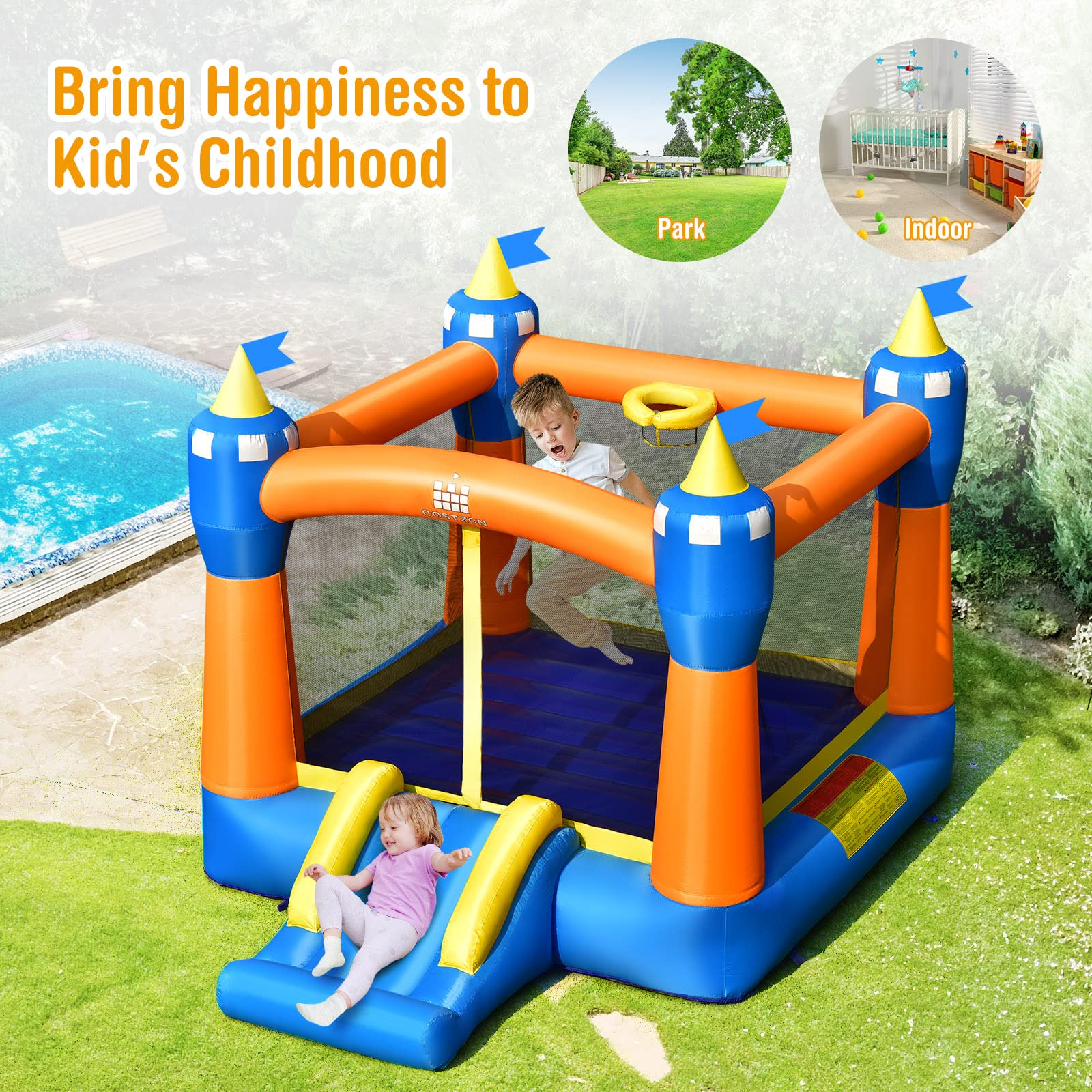 HOGEBABY Inflatable Bounce House, Magic Theme Jump with Slide Bouncer - Image 5