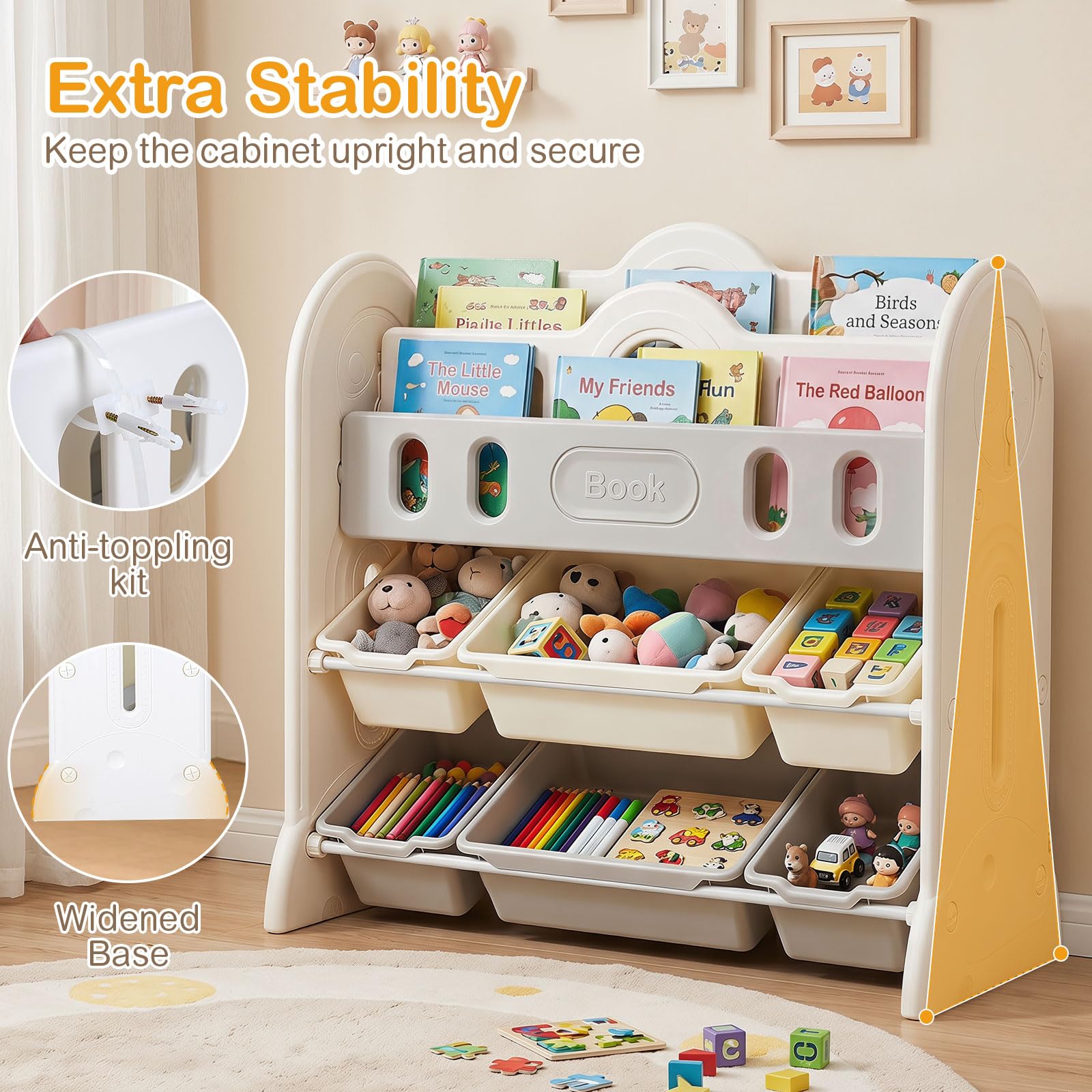 HOGEBABY Kids Bookshelf & Toy Storage Organizer | Montessori Floor Book Shelf - Image 4
